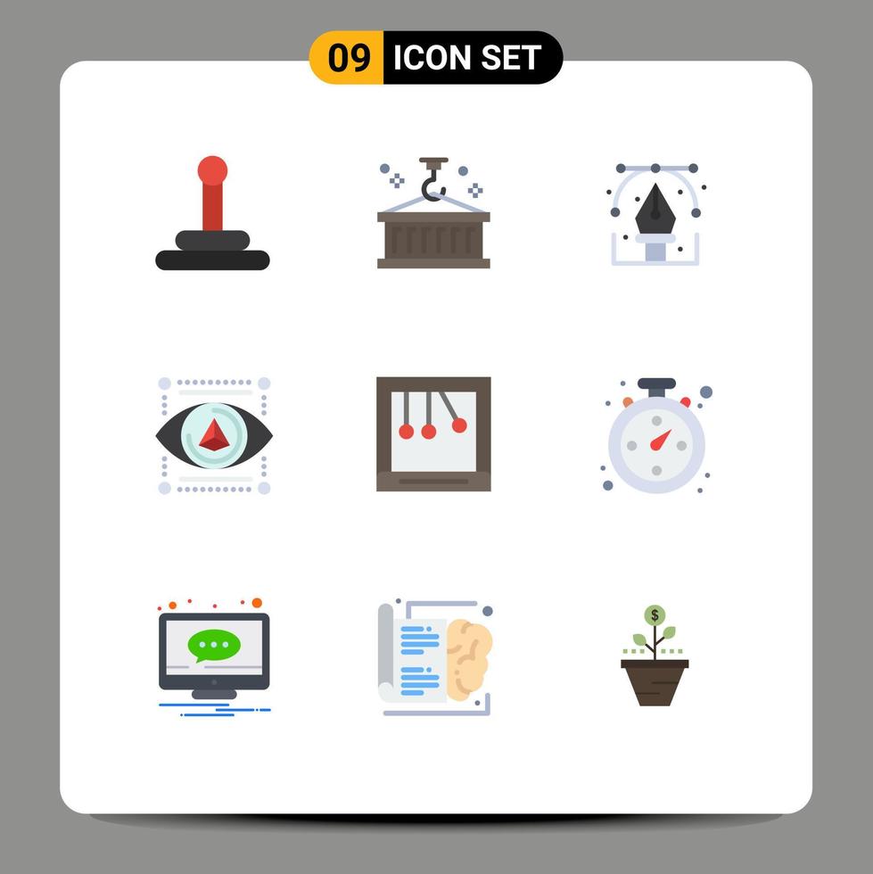 Universal Icon Symbols Group of 9 Modern Flat Colors of cradle printer design model eye Editable Vector Design Elements