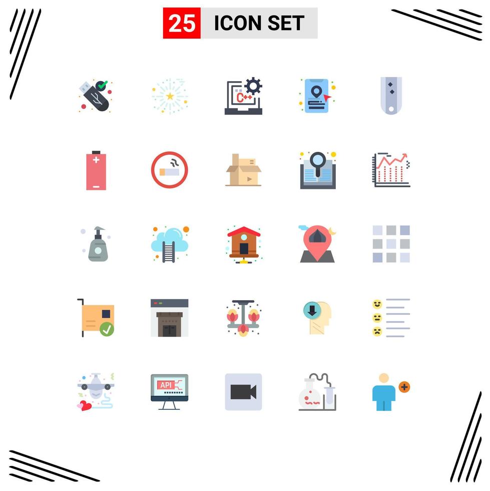Modern Set of 25 Flat Colors Pictograph of insignia location pin c online cab booking development Editable Vector Design Elements