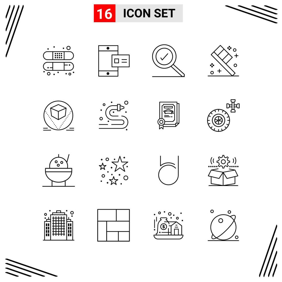 16 iconos estilo de línea basados en cuadrícula símbolos de esquema creativos para el diseño de sitios web signos de icono de línea simple aislados en fondo blanco 16 conjunto de iconos fondo de vector de icono negro creativo