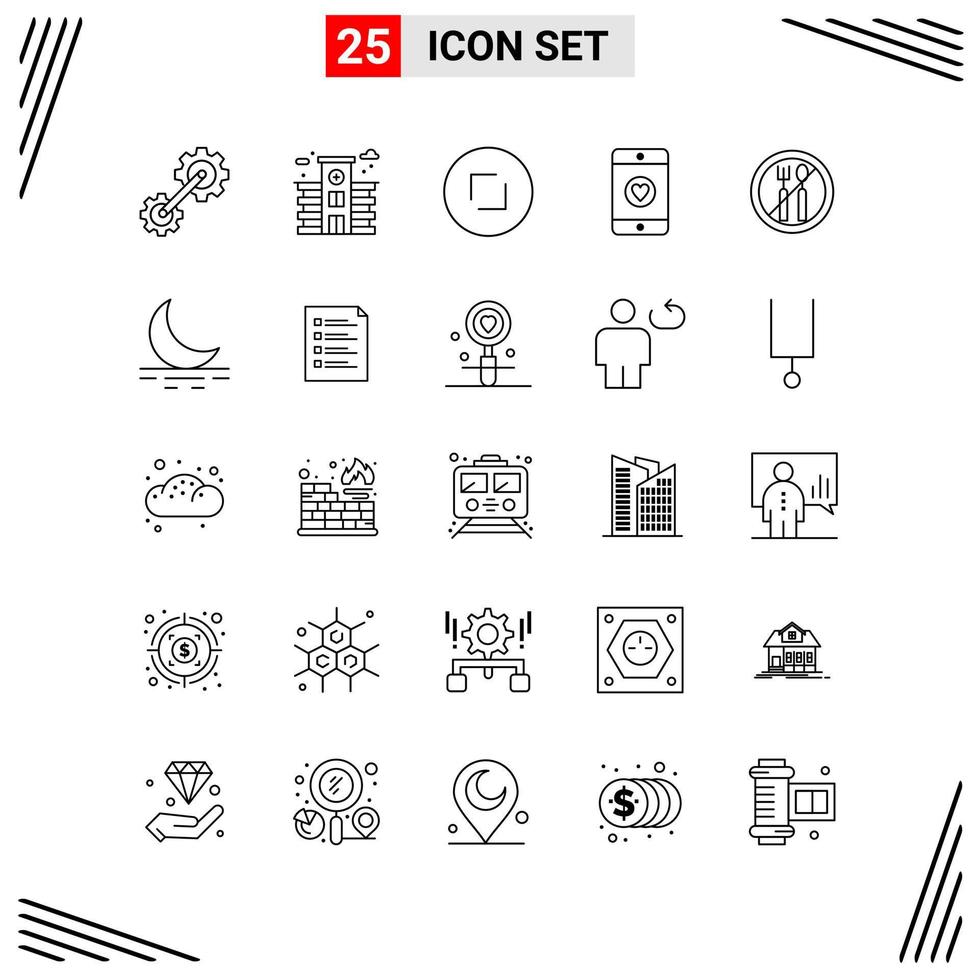 25 Icons Line Style Grid Based Creative Outline Symbols for Website Design Simple Line Icon Signs Isolated on White Background 25 Icon Set Creative Black Icon vector background