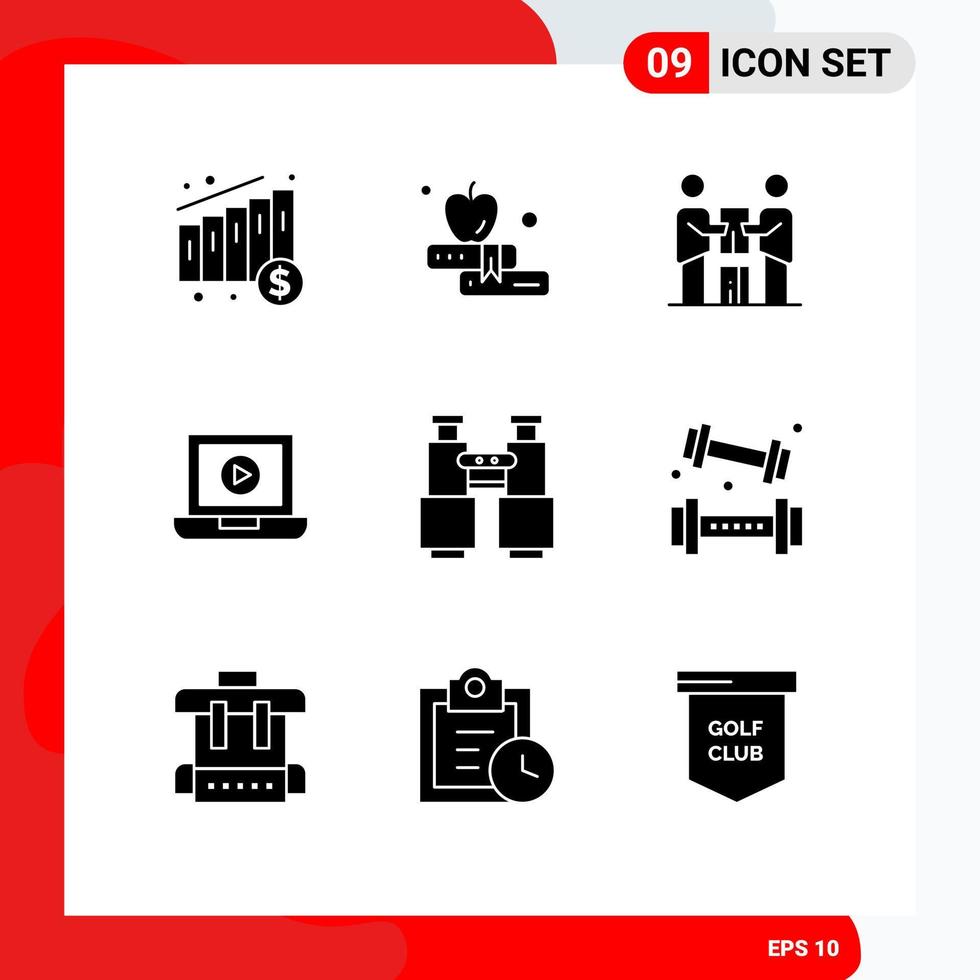 paquete de iconos vectoriales de stock de 9 signos y símbolos de línea para explorar encontrar socios binoculares elementos de diseño vectorial editables por computadora vector