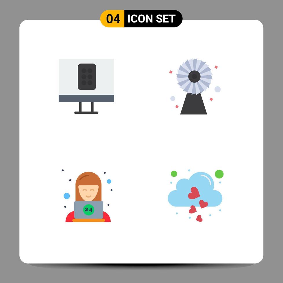 User Interface Pack of 4 Basic Flat Icons of control technical buildings technology cloud Editable Vector Design Elements