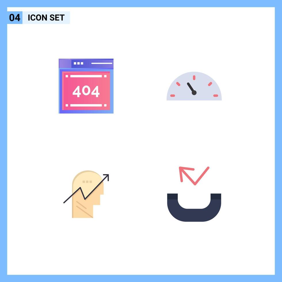 Set of 4 Commercial Flat Icons pack for file human codiing speed mind Editable Vector Design Elements