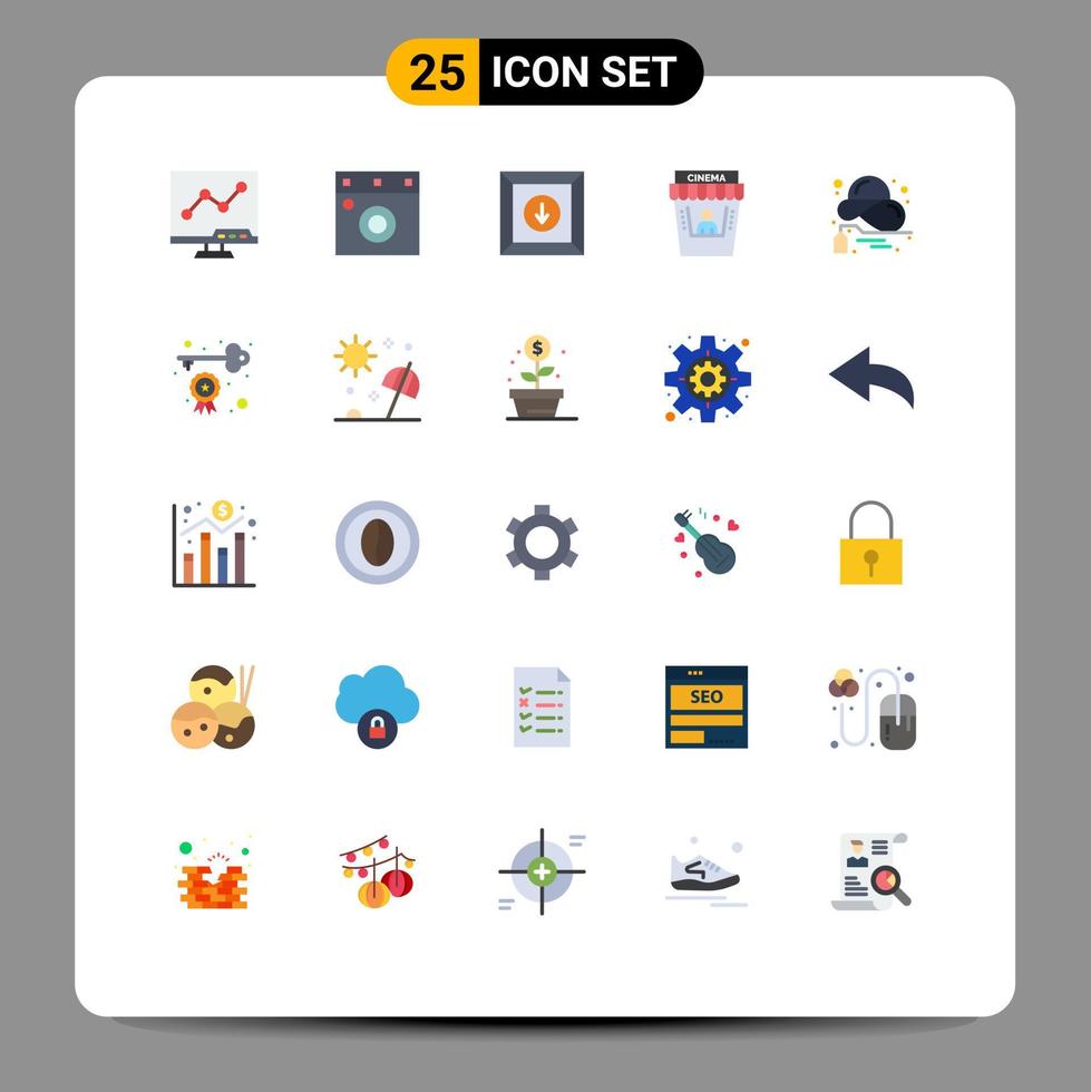 conjunto de 25 iconos de interfaz de usuario modernos símbolos signos para venta descuento descargar comprar cine elementos de diseño vectorial editables vector