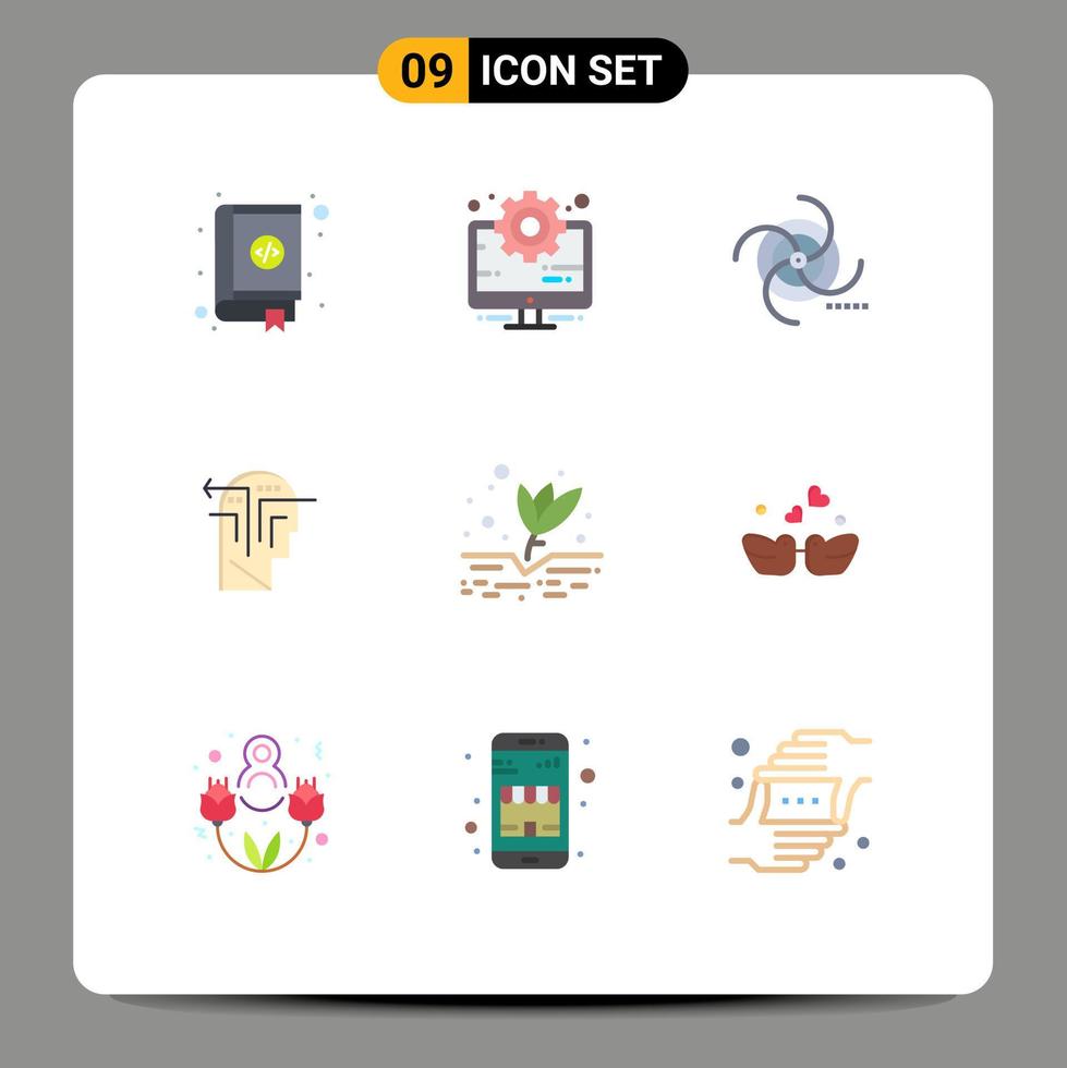 Modern Set of 9 Flat Colors and symbols such as head thinking setting strategy galaxy Editable Vector Design Elements