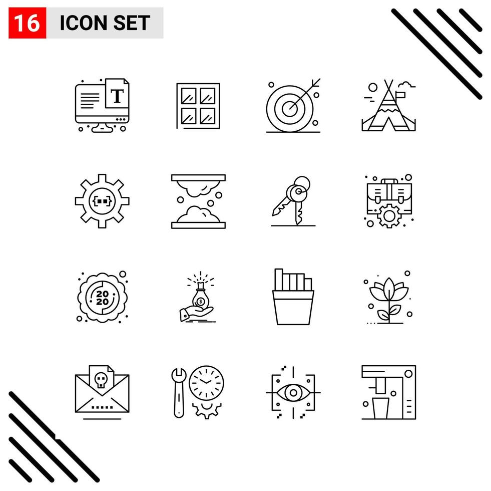 Pixle Perfect Set of 16 Line Icons Outline Icon Set for Webite Designing and Mobile Applications Interface Creative Black Icon vector background
