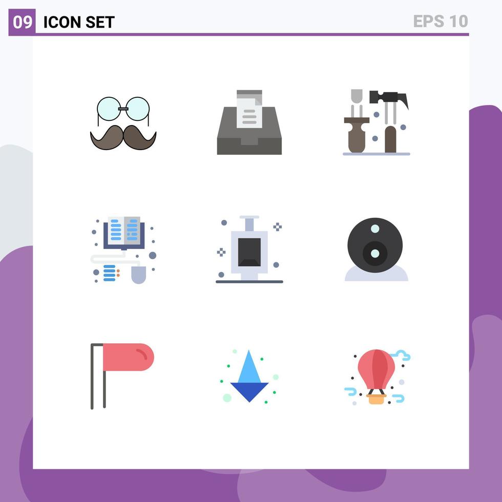 Set of 9 Commercial Flat Colors pack for room urinal construction ebook books Editable Vector Design Elements