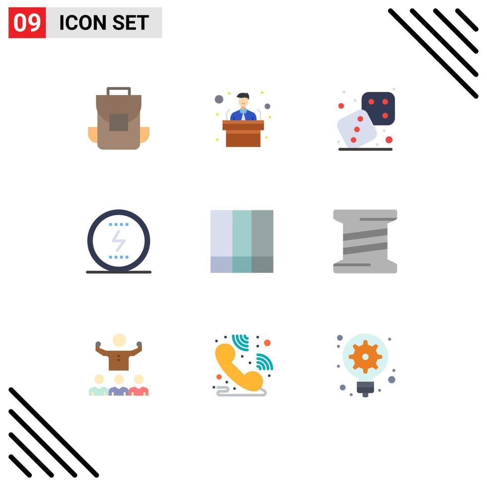 Pack of 9 Modern Flat Colors Signs and Symbols for Web Print Media such as grid layout social dices seo messenger Editable Vector Design Elements