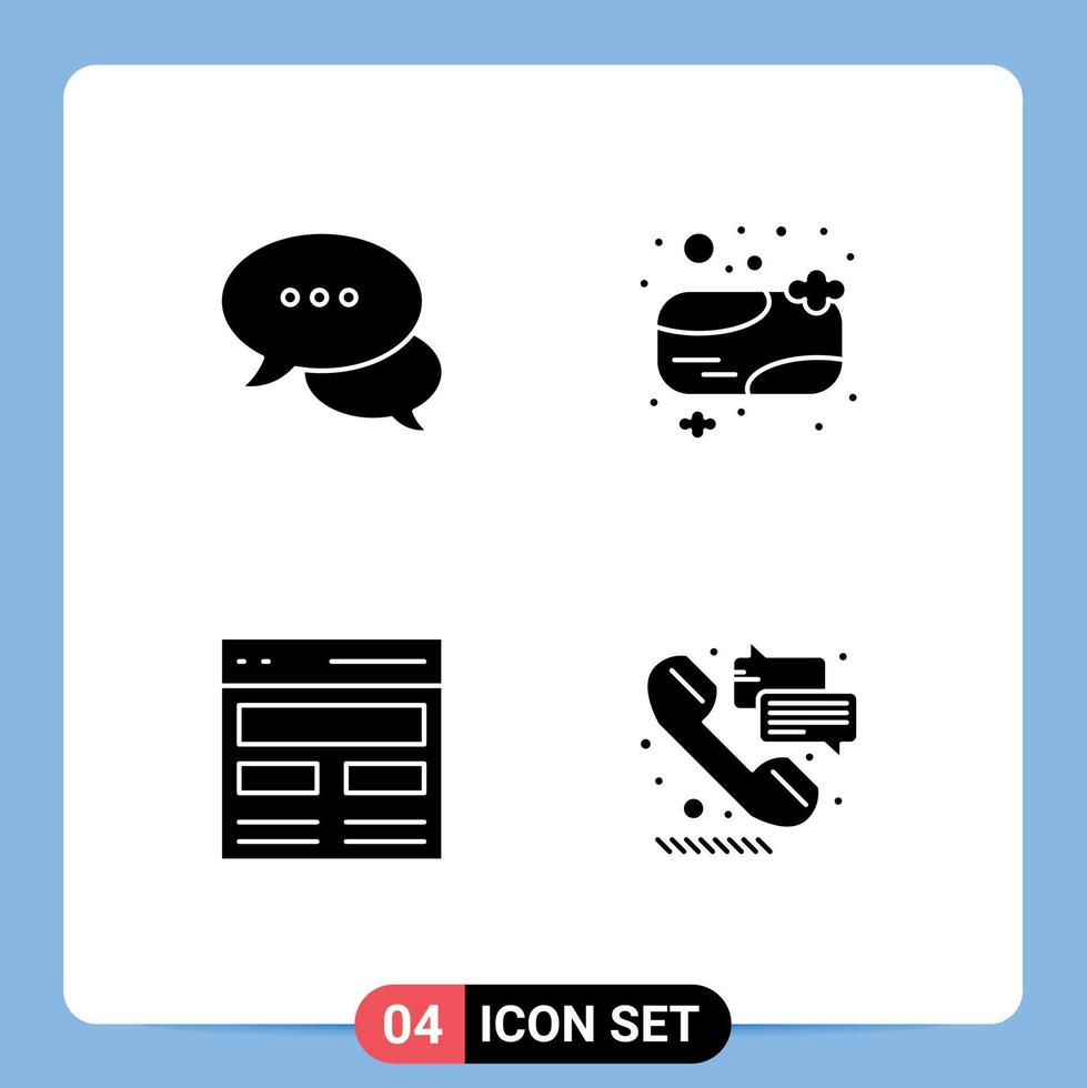 Stock Vector Icon Pack of 4 Line Signs and Symbols for bubble header chatting shower soap interface Editable Vector Design Elements