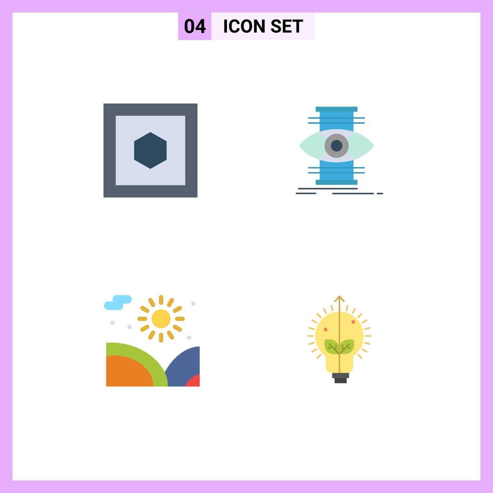 Group of 4 Flat Icons Signs and Symbols for hexagon lake eye optimize success Editable Vector Design Elements