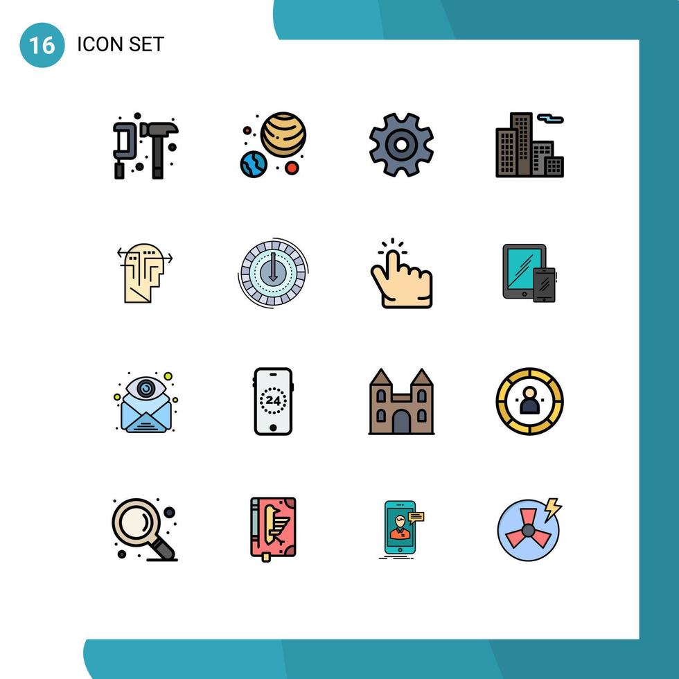 Stock Vector Icon Pack of 16 Line Signs and Symbols for mind strategy cogs house apartment Editable Creative Vector Design Elements