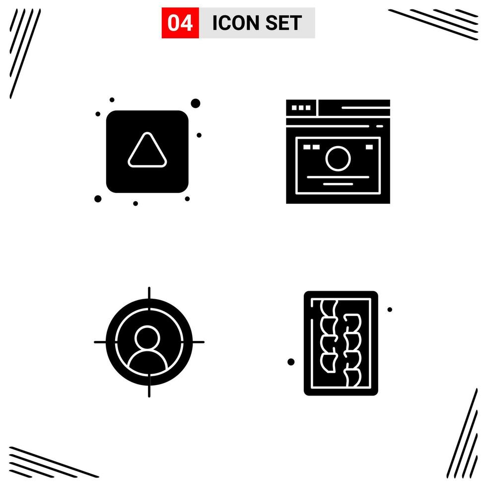 4 iconos estilo sólido cuadrícula basada en símbolos de glifos creativos para el diseño de sitios web signos de iconos sólidos simples aislados en fondo blanco 4 conjunto de iconos fondo de vector de icono negro creativo