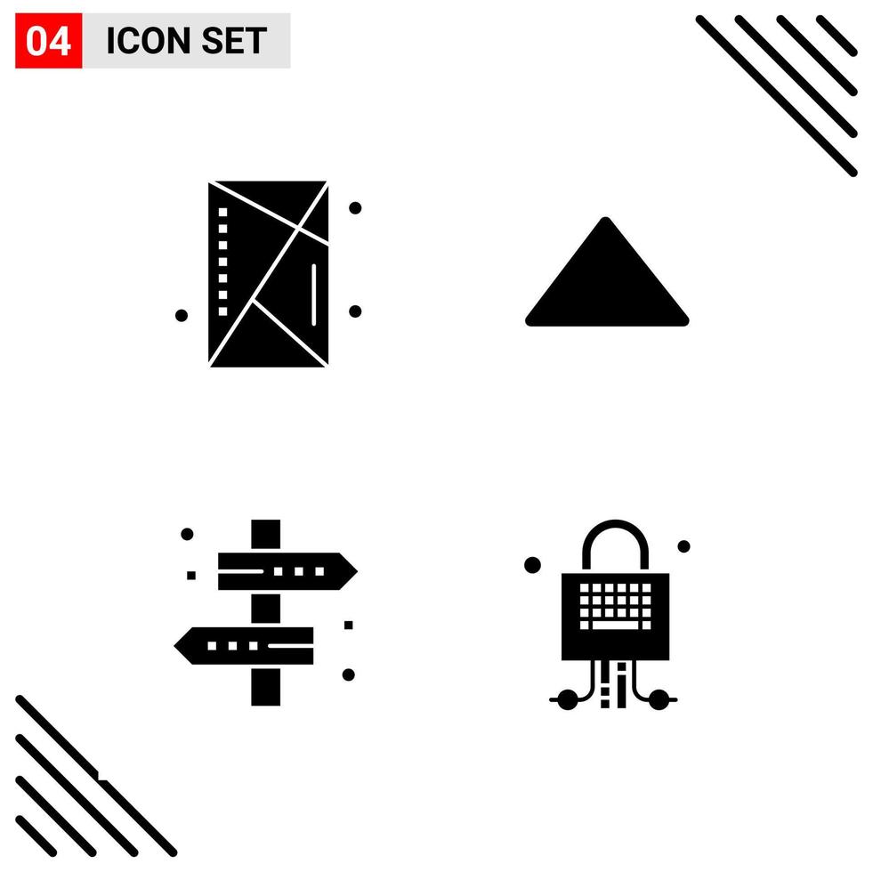 Pixle Perfect Set of 4 Solid Icons Glyph Icon Set for Webite Designing and Mobile Applications Interface Creative Black Icon vector background