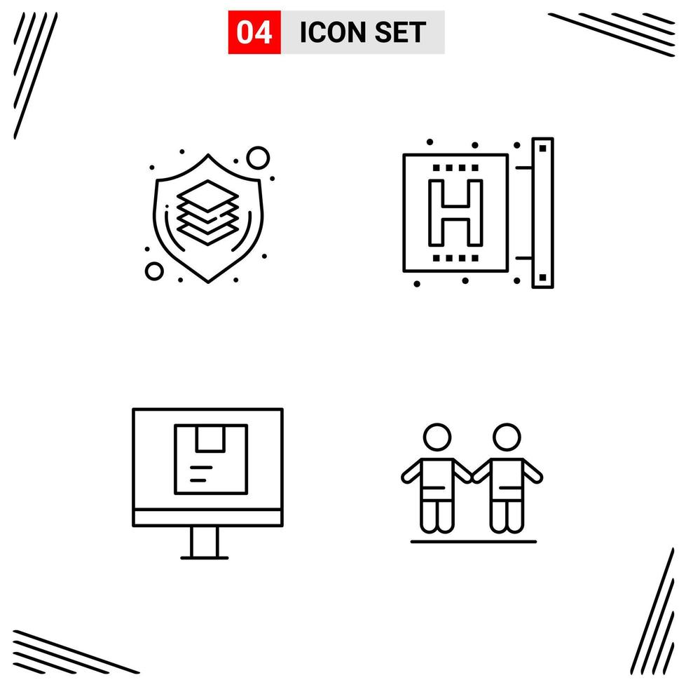 4 Icons Line Style Grid Based Creative Outline Symbols for Website Design Simple Line Icon Signs Isolated on White Background 4 Icon Set Creative Black Icon vector background