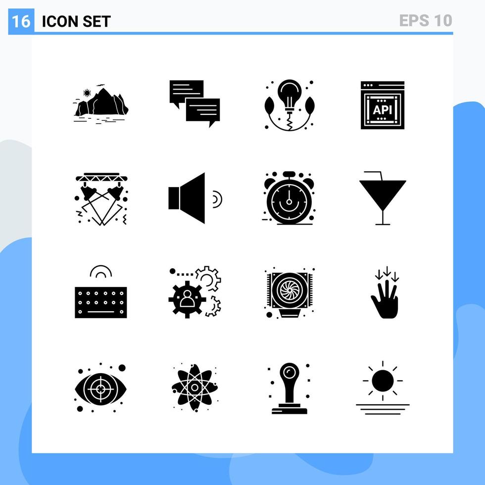 Modern 16 solid style icons Glyph Symbols for general use Creative Solid Icon Sign Isolated on White Background 16 Icons Pack Creative Black Icon vector background