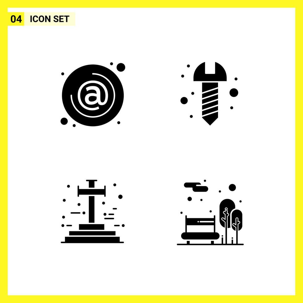 4 Icon Set Simple Solid Symbols Glyph Sign on White Background for Website Design Mobile Applications and Print Media Creative Black Icon vector background