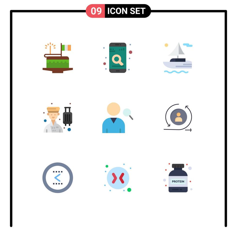 9 Thematic Vector Flat Colors and Editable Symbols of employee professional search hotel avatar Editable Vector Design Elements