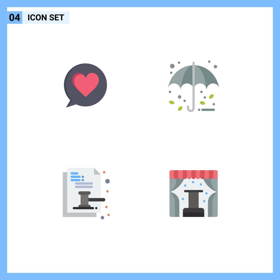 4 Flat Icon concept for Websites Mobile and Apps chat document autumn umbrella legal Editable Vector Design Elements