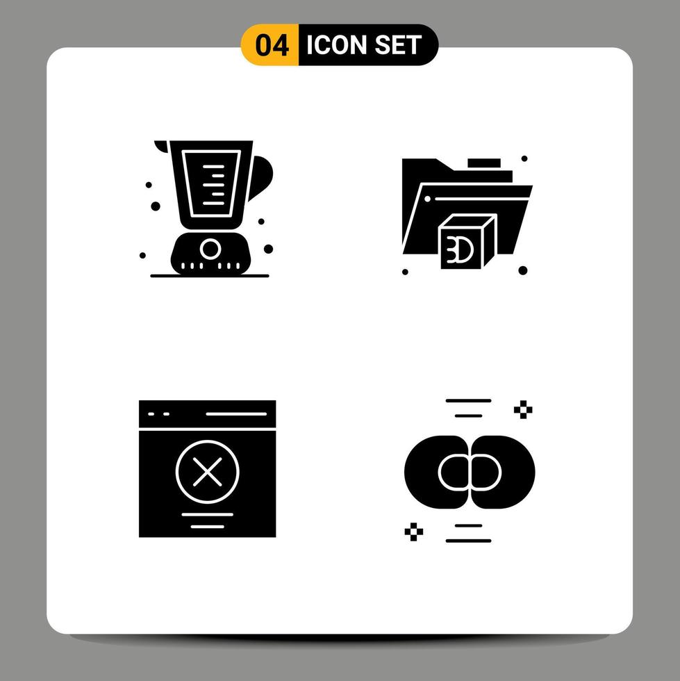 Pack of 4 creative Solid Glyphs of baked interface jug folder user Editable Vector Design Elements