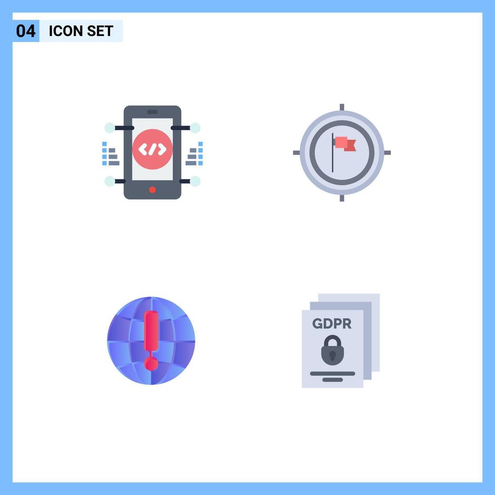 4 Creative Icons Modern Signs and Symbols of coding globe web deadline browser Editable Vector Design Elements