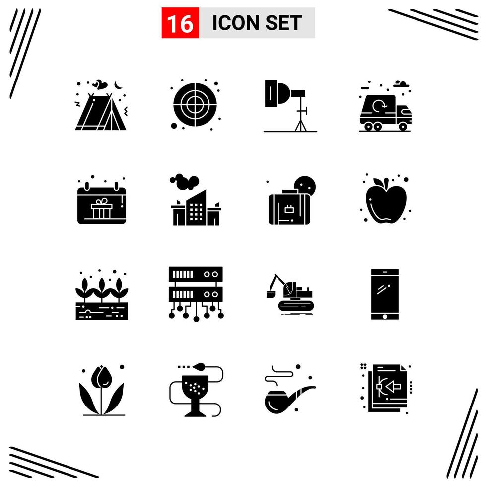16 Icons Solid Style Grid Based Creative Glyph Symbols for Website Design Simple Solid Icon Signs Isolated on White Background 16 Icon Set Creative Black Icon vector background