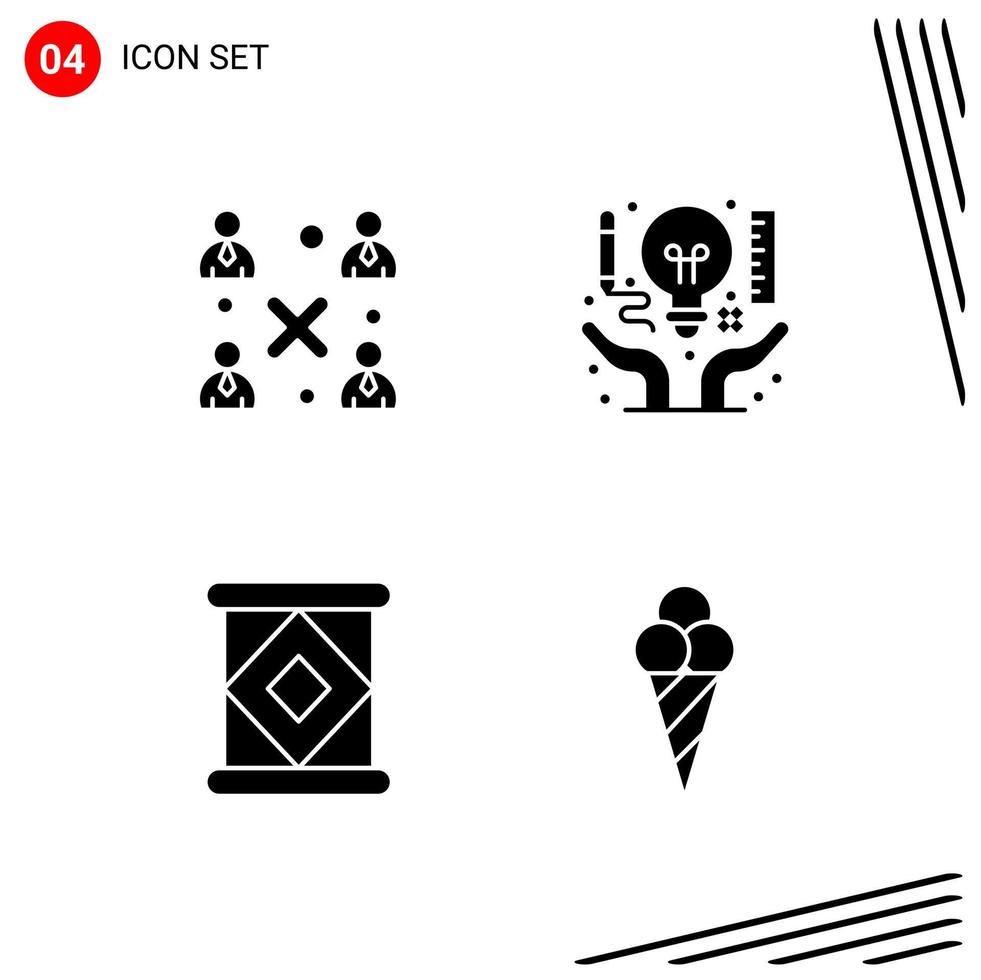 Collection of 4 Vector Icons in solid style Pixle Perfect Glyph Symbols for Web and Mobile Solid Icon Signs on White Background 4 Icons Creative Black Icon vector background
