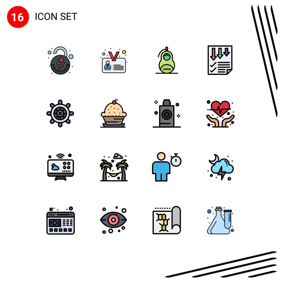 User Interface Pack of 16 Basic Flat Color Filled Lines of report page fraud data russia Editable Creative Vector Design Elements