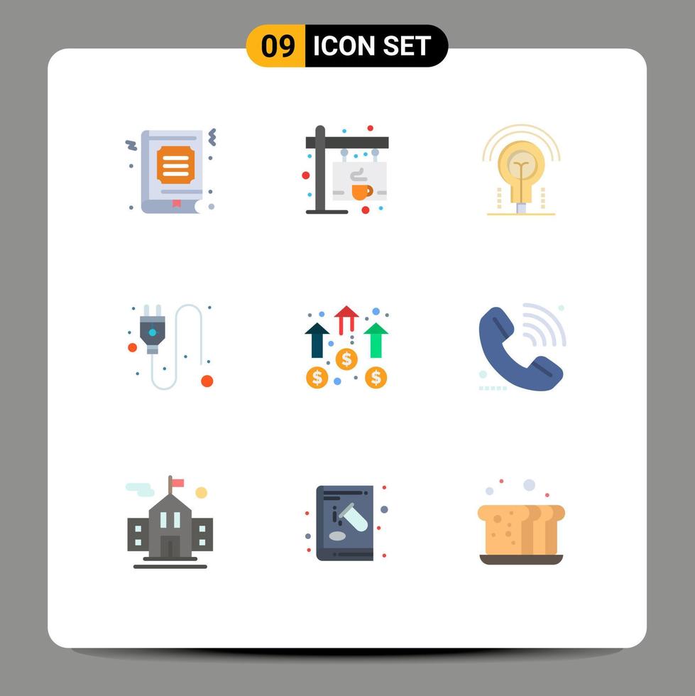 9 Flat Color concept for Websites Mobile and Apps business socket board plug hotel Editable Vector Design Elements