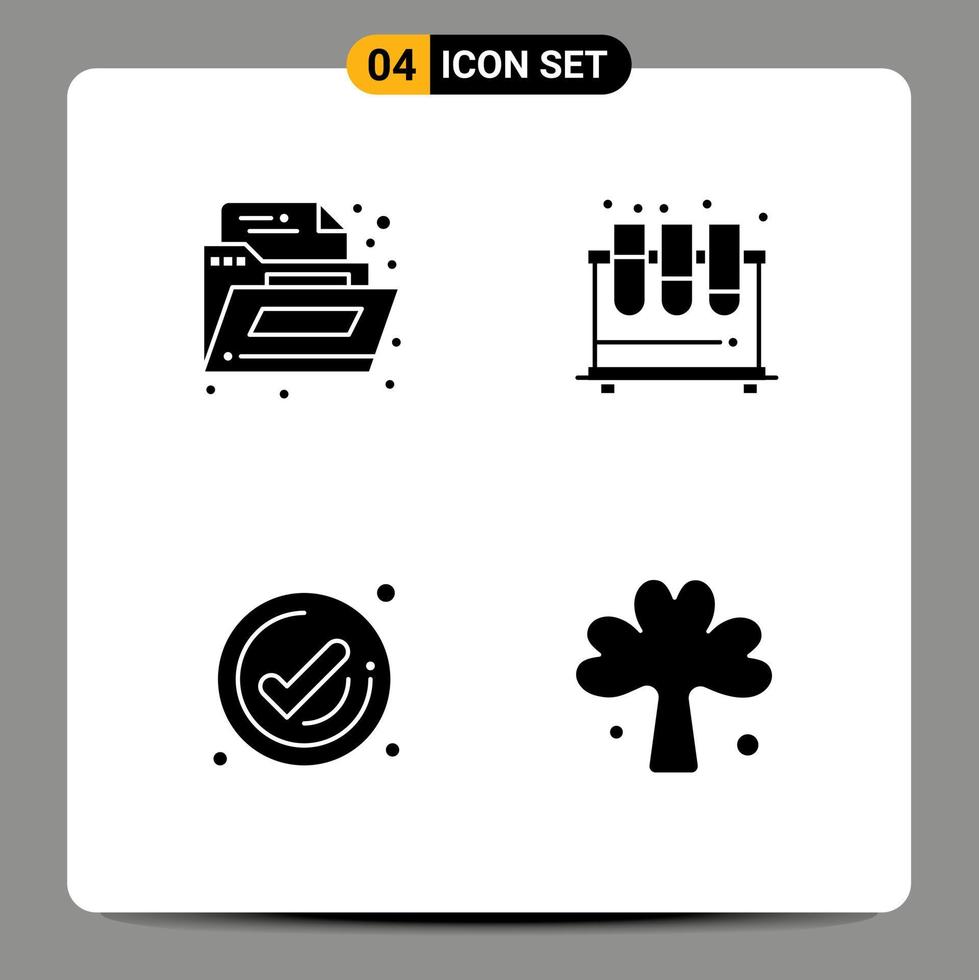 Pictogram Set of 4 Simple Solid Glyphs of document management chemistry lab check Editable Vector Design Elements