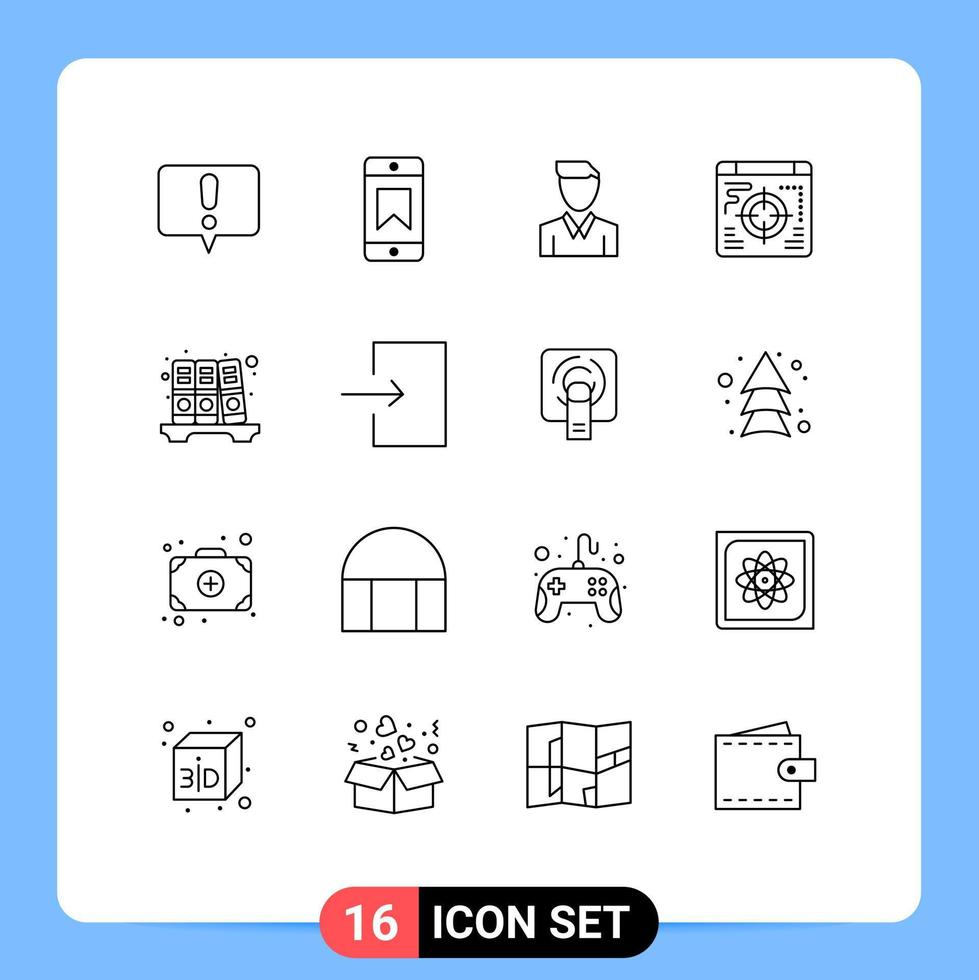 16 Universal Outlines Set for Web and Mobile Applications arrow files man archive business Editable Vector Design Elements