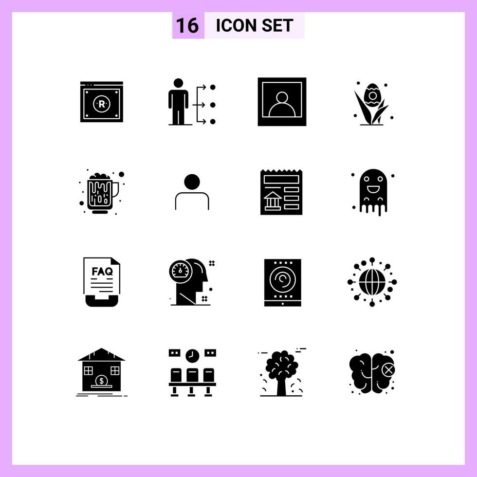 16 concepto de glifo sólido para sitios web móviles y aplicaciones cerveza pascua usuario huevo de vacaciones elementos de diseño vectorial editables vector