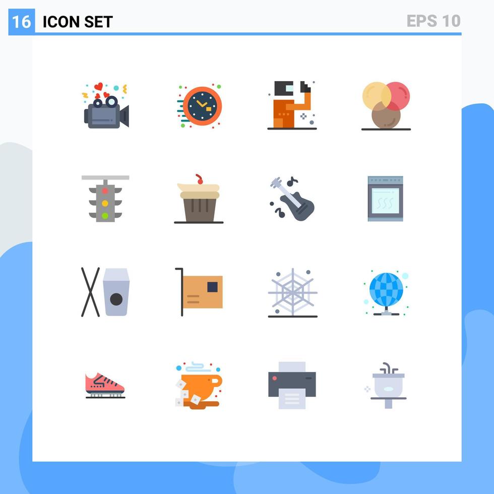 Universal Icon Symbols Group of 16 Modern Flat Colors of light development assassin design coding Editable Pack of Creative Vector Design Elements
