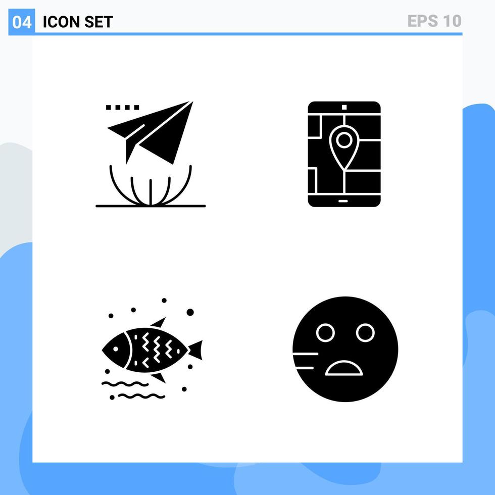Modern 4 solid style icons Glyph Symbols for general use Creative Solid Icon Sign Isolated on White Background 4 Icons Pack Creative Black Icon vector background
