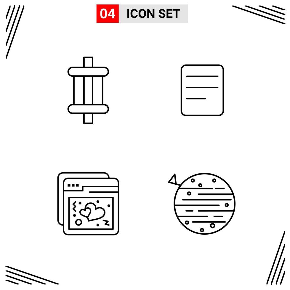 4 Icons Line Style Grid Based Creative Outline Symbols for Website Design Simple Line Icon Signs Isolated on White Background 4 Icon Set Creative Black Icon vector background