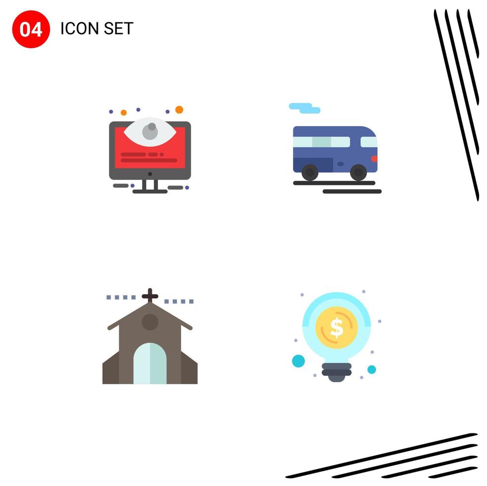 Mobile Interface Flat Icon Set of 4 Pictograms of configuration celebration options coach event Editable Vector Design Elements