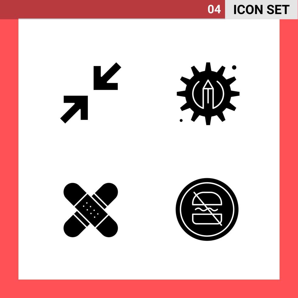 4 Icon Pack Solid Style Glyph Symbols on White Background Simple Signs for general designing Creative Black Icon vector background