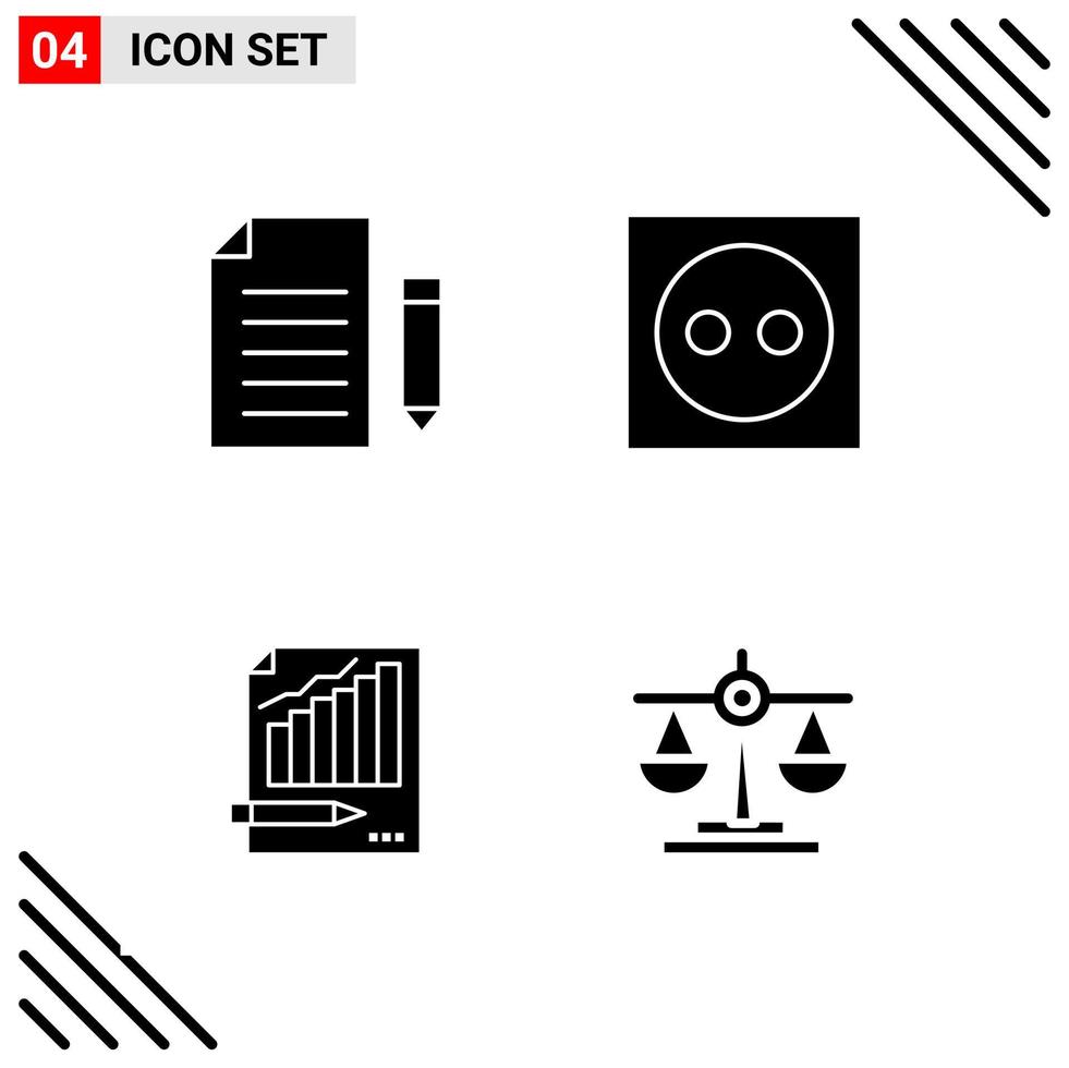 Pixle Perfect Set of 4 Solid Icons Glyph Icon Set for Webite Designing and Mobile Applications Interface Creative Black Icon vector background