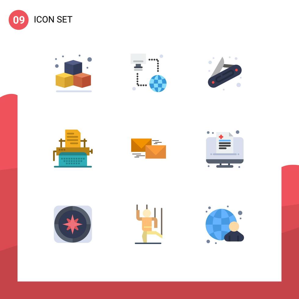 9 Flat Color concept for Websites Mobile and Apps correspondence forward pocket reply publish Editable Vector Design Elements
