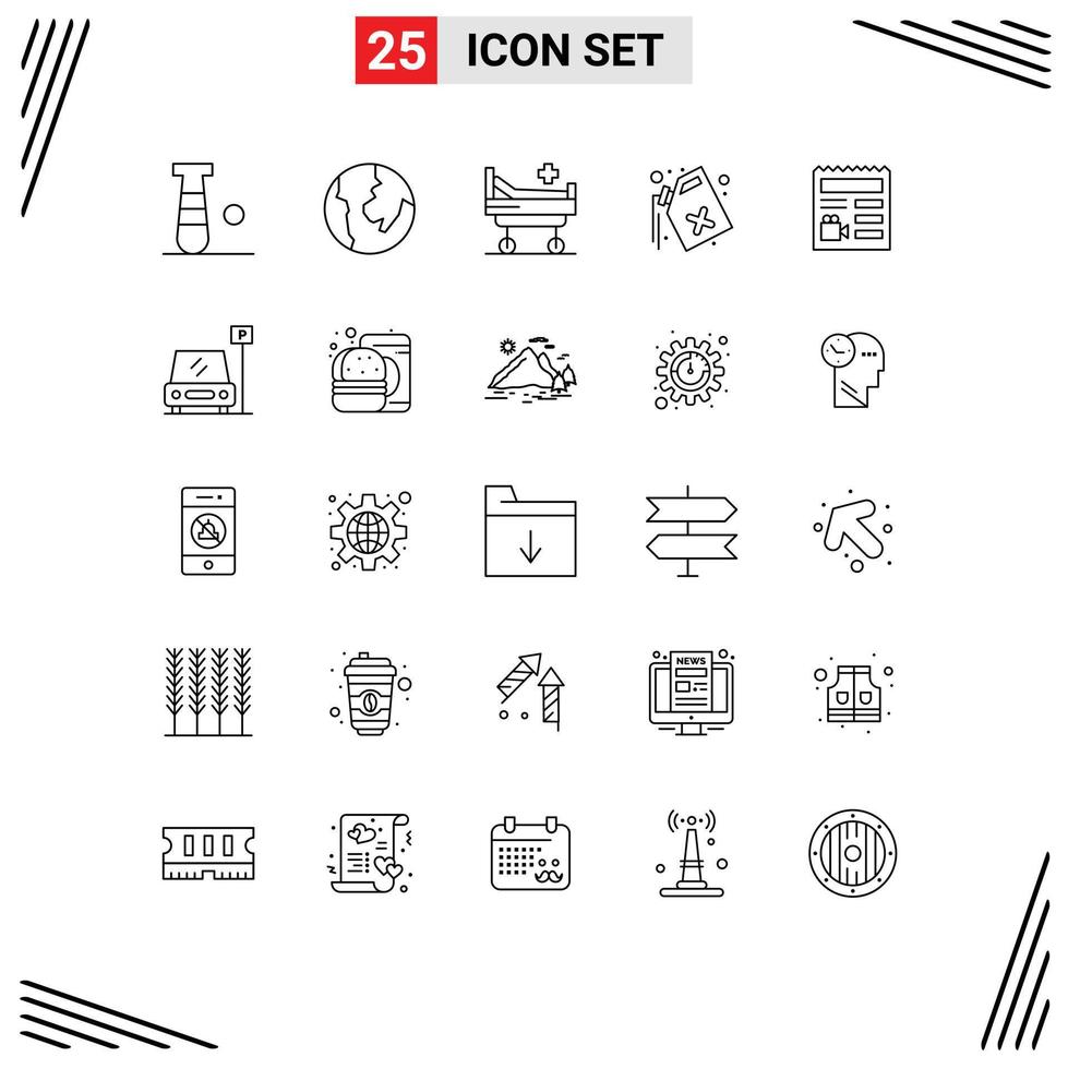 25 Creative Icons Modern Signs and Symbols of car video medical basic waste Editable Vector Design Elements
