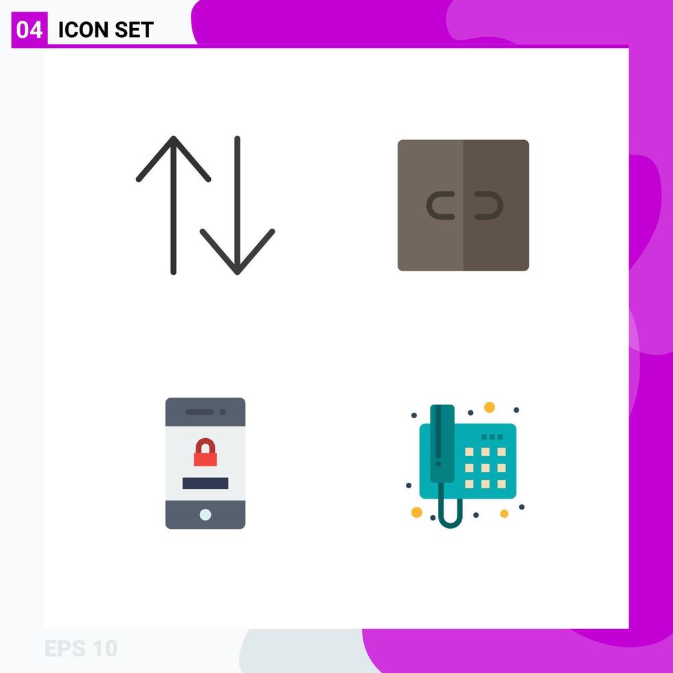 Set of 4 Commercial Flat Icons pack for arrow security closet interior contact Editable Vector Design Elements