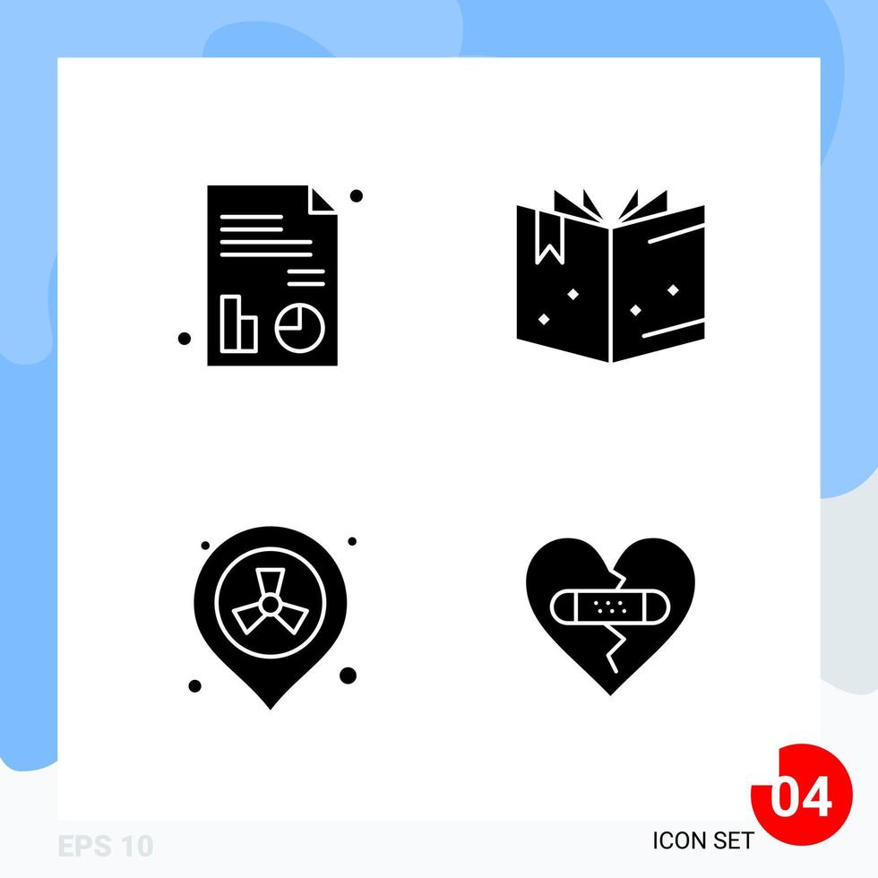 Modern Pack of 4 Icons Solid Glyph Symbols isolated on White Backgound for Website designing Creative Black Icon vector background