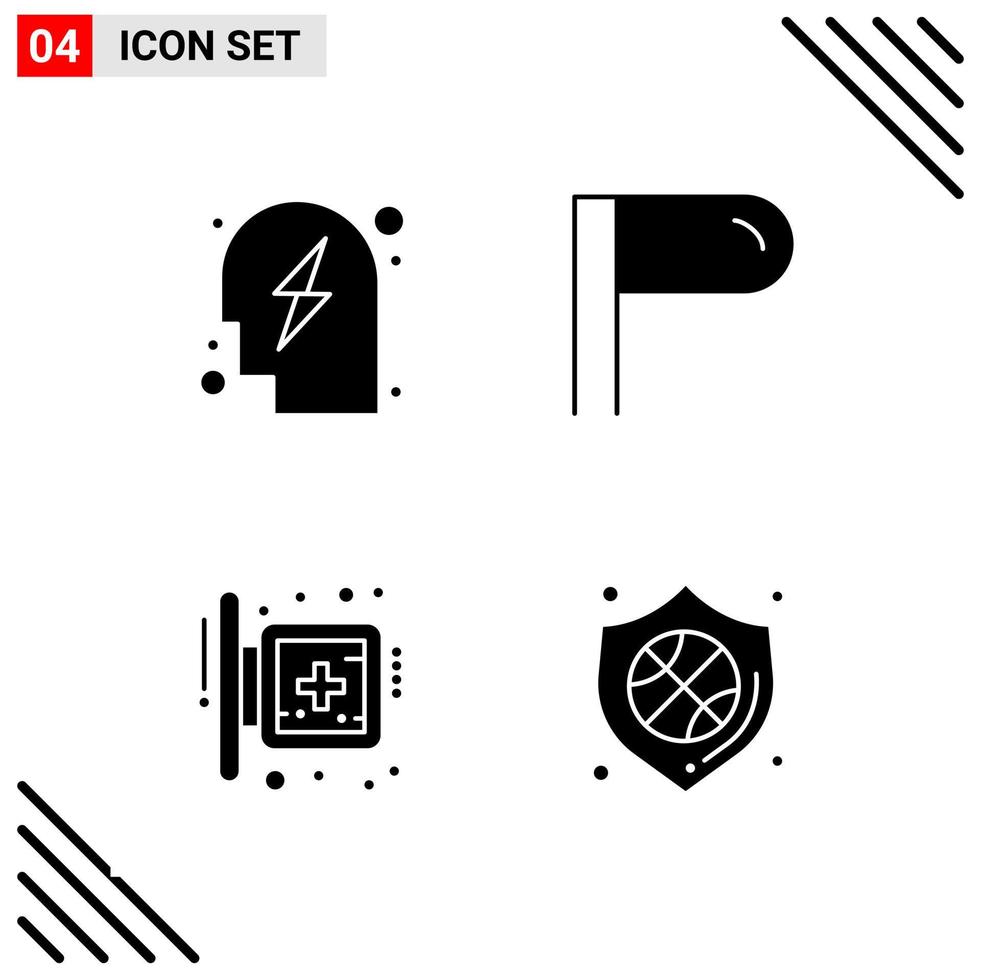 Pixle Perfect Set of 4 Solid Icons Glyph Icon Set for Webite Designing and Mobile Applications Interface Creative Black Icon vector background