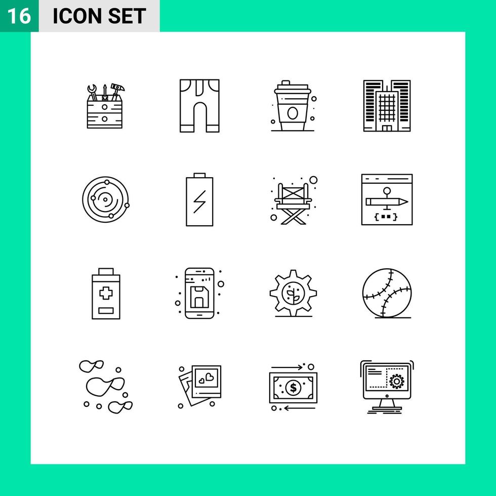 16 Outline concept for Websites Mobile and Apps health univers glass spase business Editable Vector Design Elements