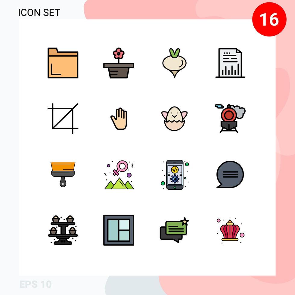 16 Creative Icons Modern Signs and Symbols of screen graph turnip file chart Editable Creative Vector Design Elements