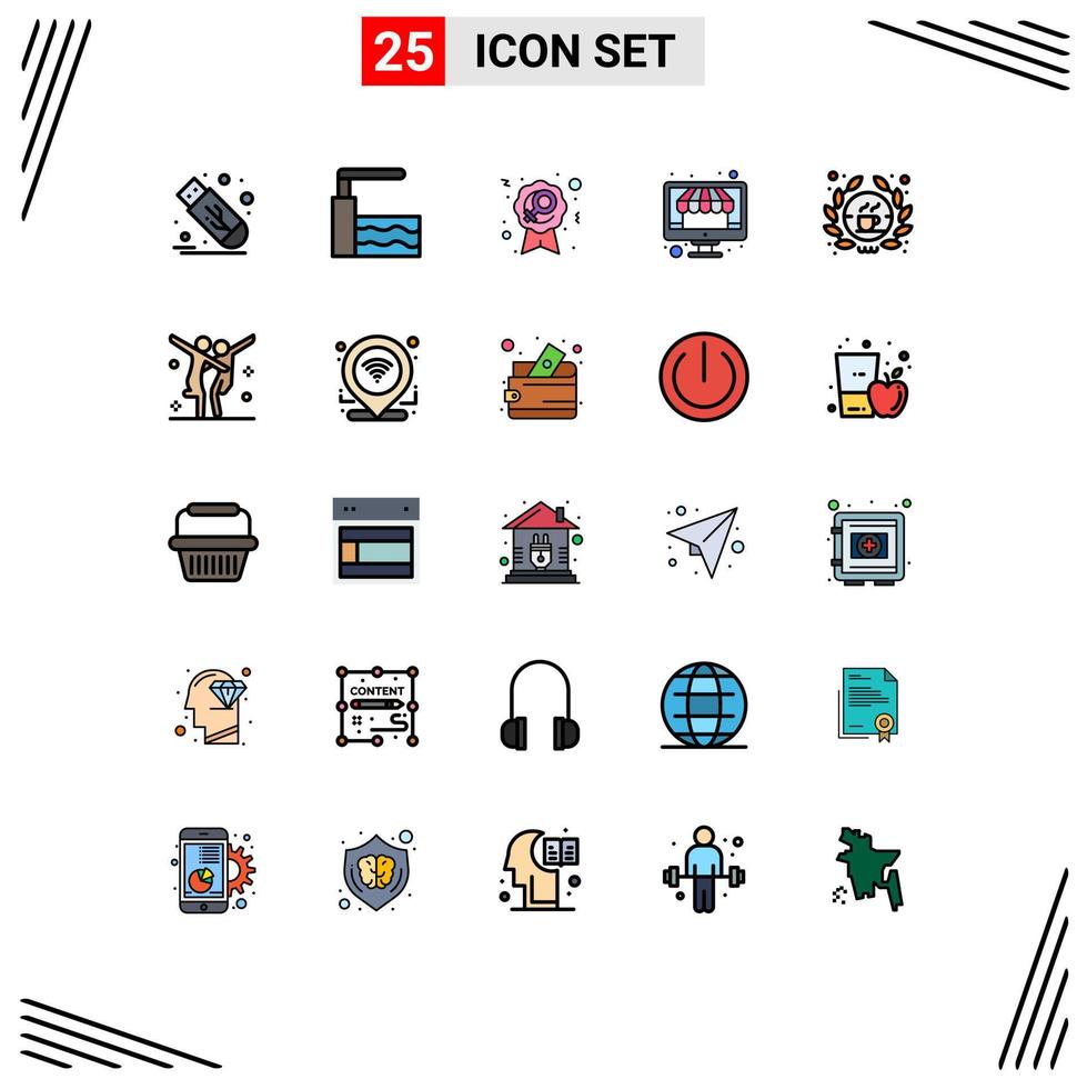 Group of 25 Filled line Flat Colors Signs and Symbols for shop barista female shopping shop Editable Vector Design Elements