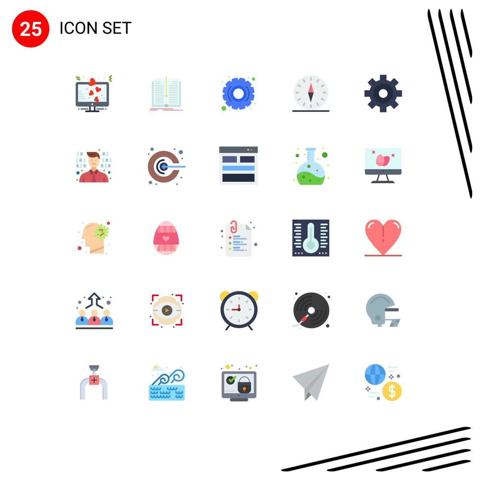 Stock Vector Icon Pack of 25 Line Signs and Symbols for travel direction book compass gear Editable Vector Design Elements
