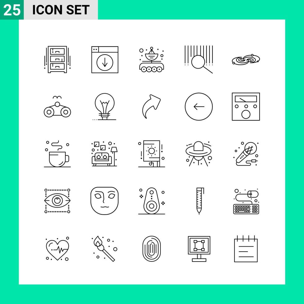 Pack of 25 Line Style Icon Set Outline Symbols for print Creative Signs Isolated on White Background 25 Icon Set Creative Black Icon vector background