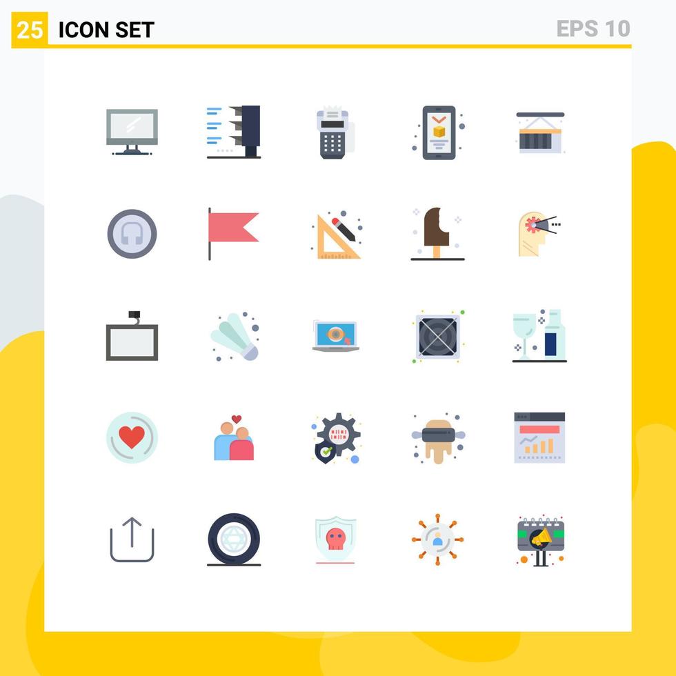 Set of 25 Vector Flat Colors on Grid for cargo smartphone card printing payment Editable Vector Design Elements