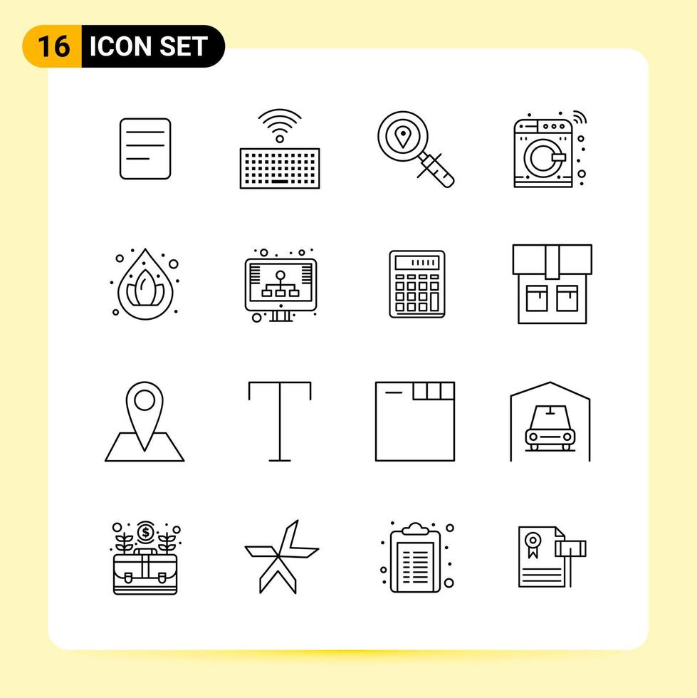 16 Creative Icons for Modern website design and responsive mobile apps 16 Outline Symbols Signs on White Background 16 Icon Pack Creative Black Icon vector background