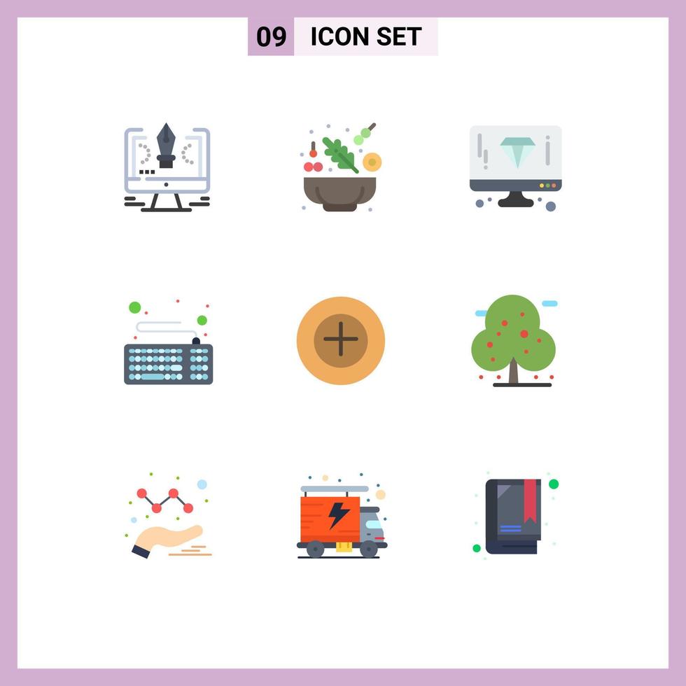 Modern Set of 9 Flat Colors and symbols such as more keyboard design hardware computer Editable Vector Design Elements